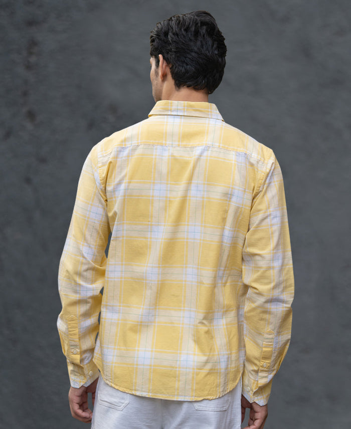 Yellow Lightweight Checks Shirt 100% Cotton