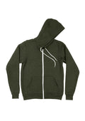 unisex forest green zip hoodie fleece flat front image
