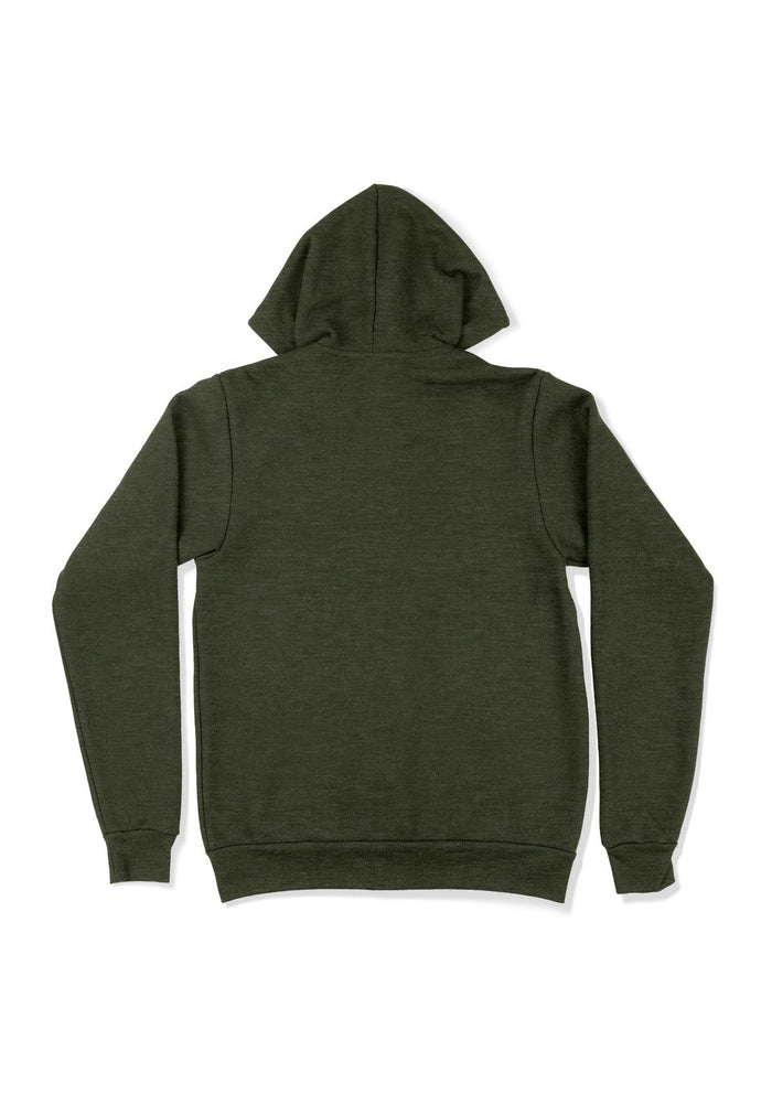 unisex forest green zip hoodie fleece flat back image
