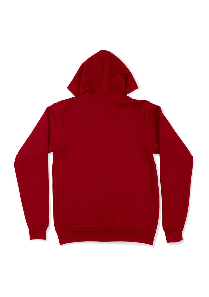 unisex red zip hoodie fleece flat back image